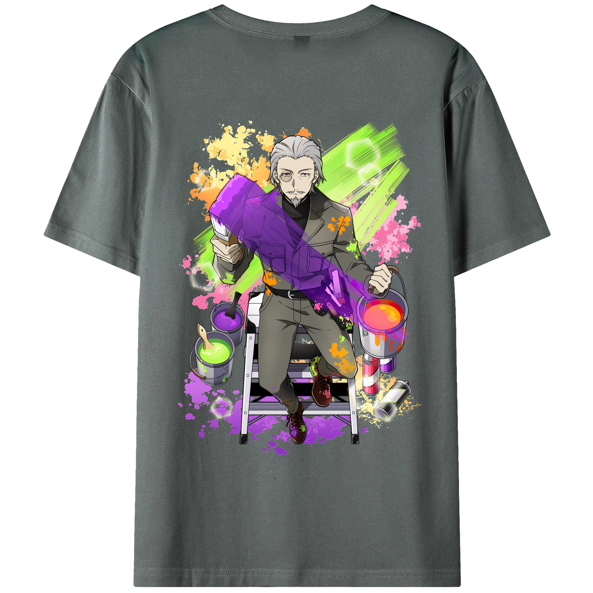（画像用） 文豪ストレイドッグス Bungo Stray Dogs 綿100％ メンズ半袖Tシャツ（バックプリント） 通気性